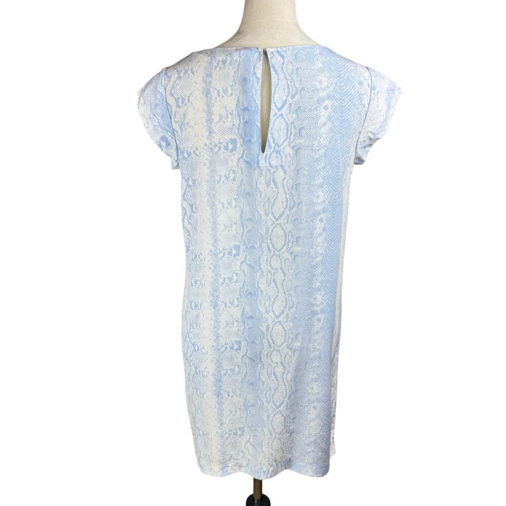Joie Weaver Light Blue Snake Python Print 100% Silk Lightweight Mini Shift Dress - Picture 3 of 11